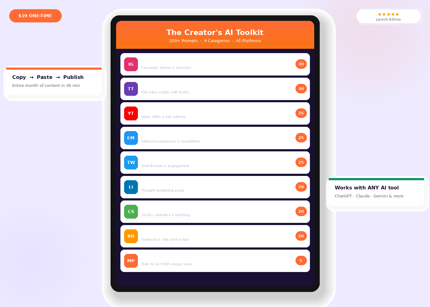 The Creator's AI Toolkit — 200+ prompts across 9 categories